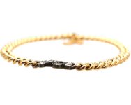 Edwardian 15ct Gold Curb Bracelet with Hook & Eye Rose Diamond Motif