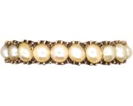 Georgian 9ct Gold Half Eternity Ring set with Natural Split Pearls