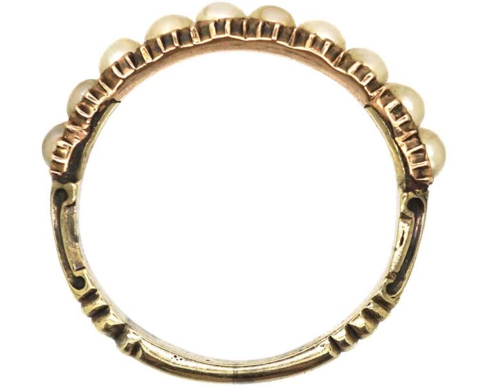 Georgian 9ct Gold Half Eternity Ring set with Natural Split Pearls
