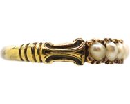 Georgian 9ct Gold Half Eternity Ring set with Natural Split Pearls
