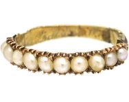 Georgian 9ct Gold Half Eternity Ring set with Natural Split Pearls