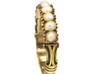 Georgian 9ct Gold Half Eternity Ring set with Natural Split Pearls
