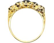 Victorian 18ct Gold, Five Stone Sapphire Carved Half Hoop Ring