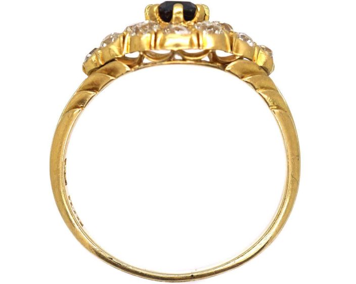 Edwardian 18ct Gold Cluster Ring set with a Sapphire & Diamonds