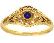 Edwardian 18ct Gold Cluster Ring set with a Sapphire & Diamonds