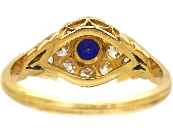 Edwardian 18ct Gold Cluster Ring set with a Sapphire & Diamonds