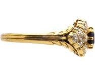 Edwardian 18ct Gold Cluster Ring set with a Sapphire & Diamonds