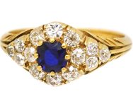 Edwardian 18ct Gold Cluster Ring set with a Sapphire & Diamonds