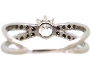 Art Deco 18ct White Gold & Platinum Diamond Solitaire Ring with Flared Shoulders