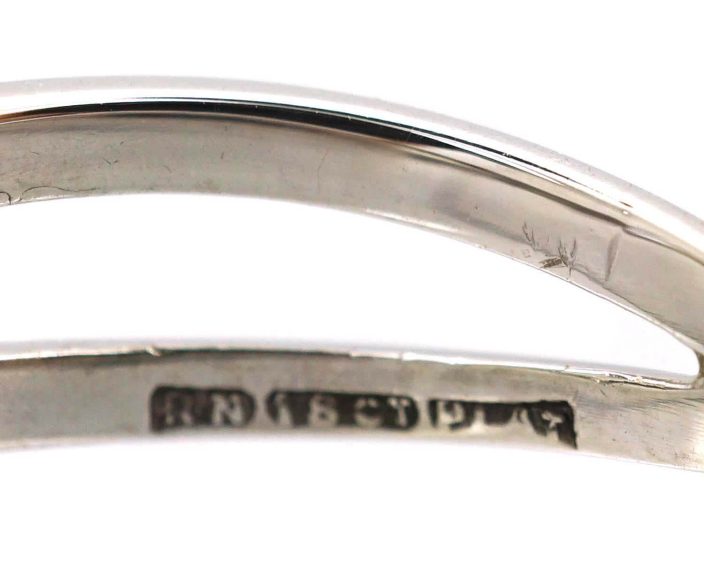 Art Deco 18ct White Gold & Platinum Diamond Solitaire Ring with Flared Shoulders