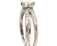 Art Deco 18ct White Gold & Platinum Diamond Solitaire Ring with Flared Shoulders