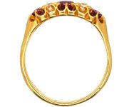 Edwardian 18ct Gold, Three Stone Ruby & Diamond Ring