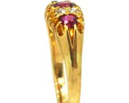Edwardian 18ct Gold, Three Stone Ruby & Diamond Ring