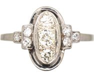 Art Deco Platinum Oval Ring set with Diamonds