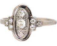 Art Deco Platinum Oval Ring set with Diamonds