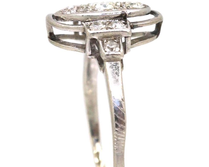Art Deco Platinum Oval Ring set with Diamonds