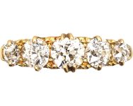 Victorian Five Stone Diamond Carved Half Hoop Ring