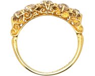 Victorian Five Stone Diamond Carved Half Hoop Ring