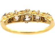 Victorian Five Stone Diamond Carved Half Hoop Ring