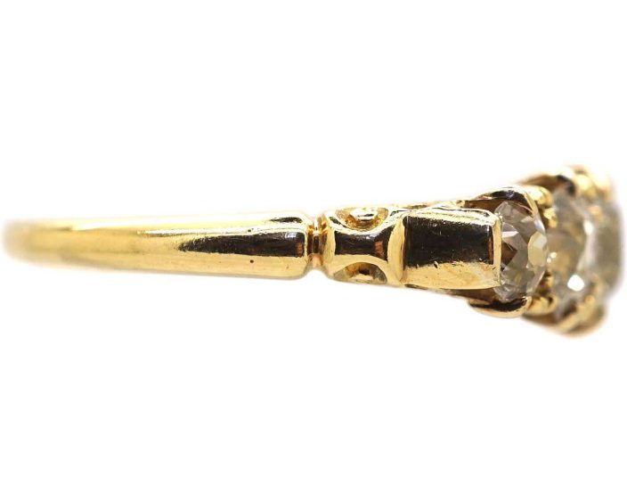 Victorian Five Stone Diamond Carved Half Hoop Ring