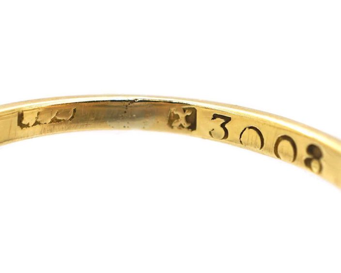 Victorian Five Stone Diamond Carved Half Hoop Ring