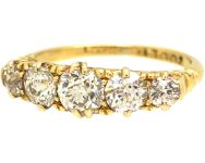 Victorian Five Stone Diamond Carved Half Hoop Ring