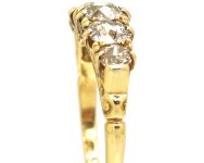 Victorian Five Stone Diamond Carved Half Hoop Ring