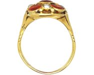 Arts & Crafts 18ct Gold Fire Opal & Natural Split Pearl Ring by Bernard Instone