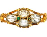 Early Victorian 15ct Gold Ring set with Four Aquamarines & Small Emeralds