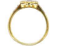 Art Deco 18ct Gold & Platinum Square Ring set with a Sapphire & Diamonds