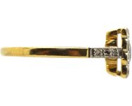 Art Deco 18ct Gold & Platinum Square Ring set with a Sapphire & Diamonds