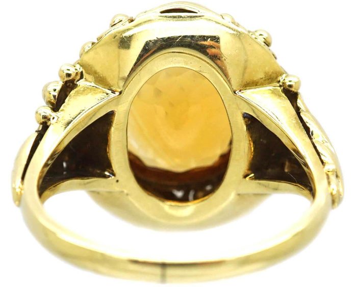 Early 20th Century 14ct Gold Arts Crafts Ring set with a Citrine attributed To Marius Hammer