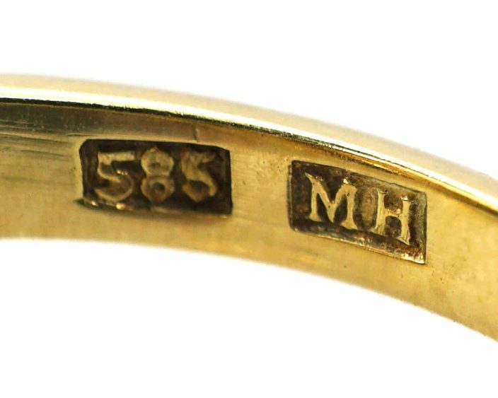 Early 20th Century 14ct Gold Arts Crafts Ring set with a Citrine attributed To Marius Hammer