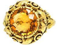 Early 20th Century 14ct Gold Arts Crafts Ring set with a Citrine attributed To Marius Hammer