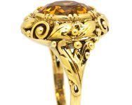 Early 20th Century 14ct Gold Arts Crafts Ring set with a Citrine attributed To Marius Hammer