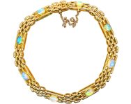 Edwardian 15ct Gold Gate Bracelet set with Opals