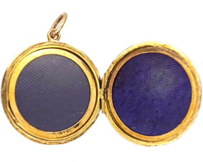 Edwardian 9ct Gold Back & Front Locket with Swallow & Rose Detail