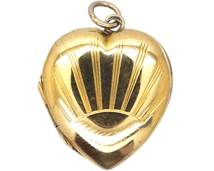Art Deco 9ct Back & Front Heart Shaped Locket