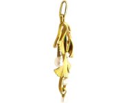 Art Nouveau 18ct Gold & Enamel Pendant with Natural Baroque Pearl Drops
