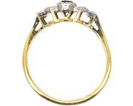 Art Deo 18ct Gold & Platinum Geometric Ring set with Sapphires & Diamonds