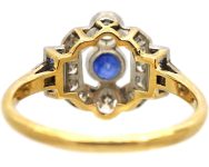 Art Deo 18ct Gold & Platinum Geometric Ring set with Sapphires & Diamonds