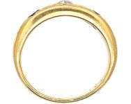 Victorian 18ct Gold, Three Stone Sapphire & Diamond Gypsy Ring
