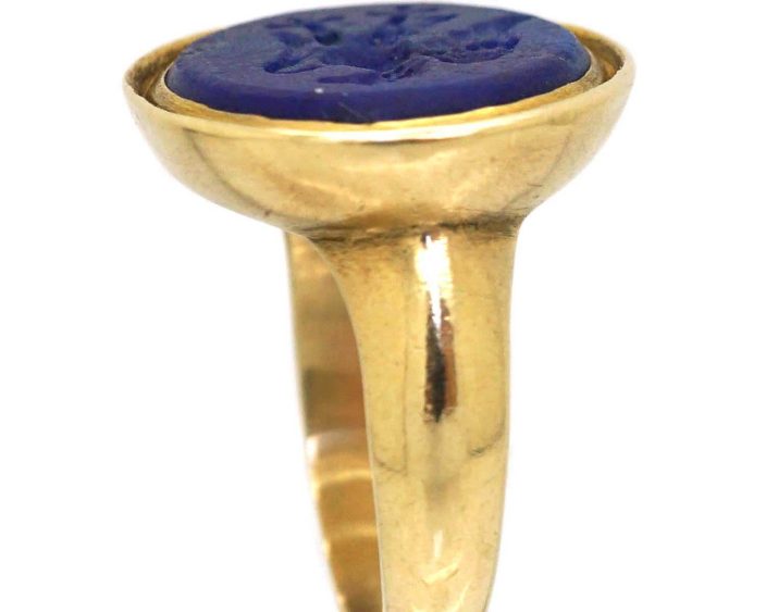 Victorian 18ct Gold Signet Ring with Lapis Lazuli Intaglio of an Eagle