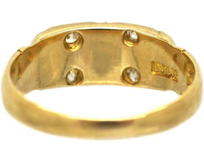 Victorian 18ct Three Stone Cabochon Opal & Diamond Ring