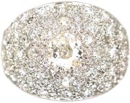 French Art Deco Platinum Large Diamond Bombé Ring