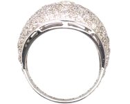 French Art Deco Platinum Large Diamond Bombé Ring