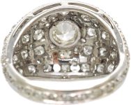 French Art Deco Platinum Large Diamond Bombé Ring