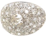 French Art Deco Platinum Large Diamond Bombé Ring