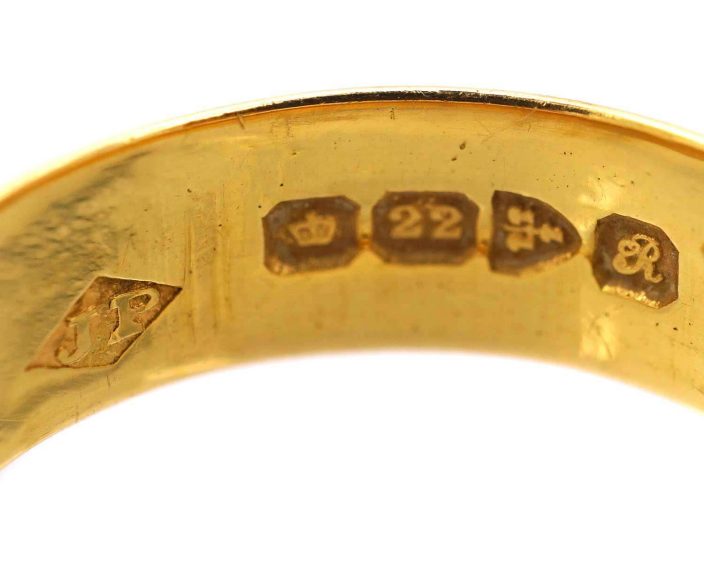 22ct Wide Gold Wedding Ring Assayed in 1917