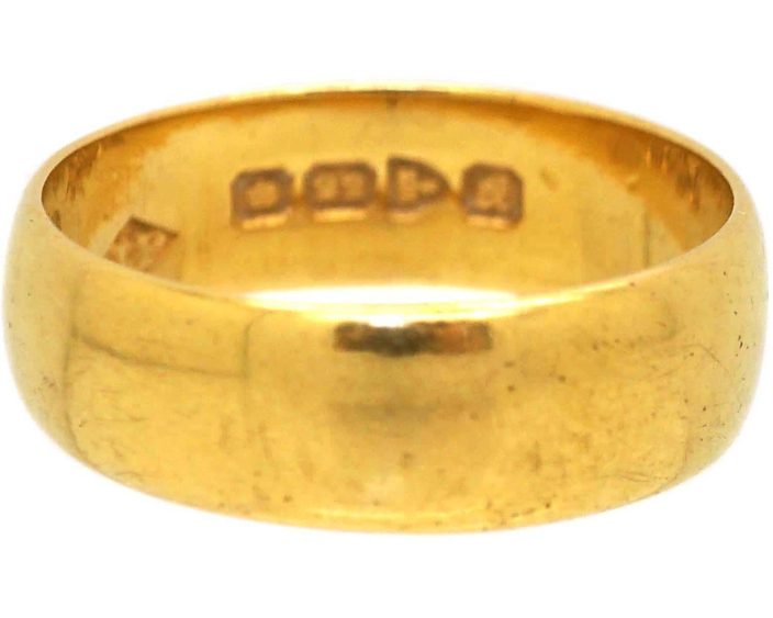 22ct Wide Gold Wedding Ring Assayed in 1917